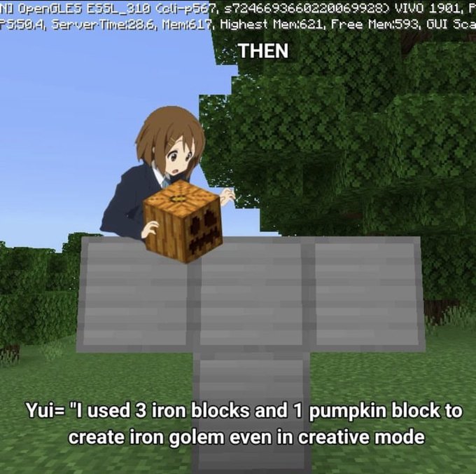 Yui Chan knows how to build Iron Golem! 😄🤩✨唯ちゃんは鉄のゴーレムの作り方を知