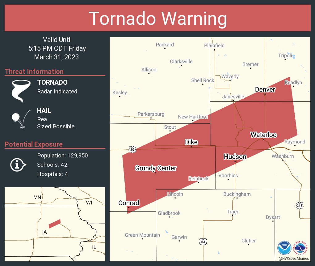 Eric Waters on Twitter "NWStornado Tornado Warning including Waterloo