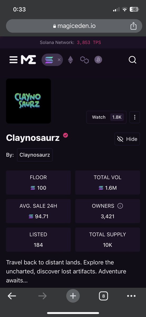 Fireworks. We did it. <a href="/Claynosaurz/">Claynosaurz</a> to 100 SOL floor price. And this is just the beginning.