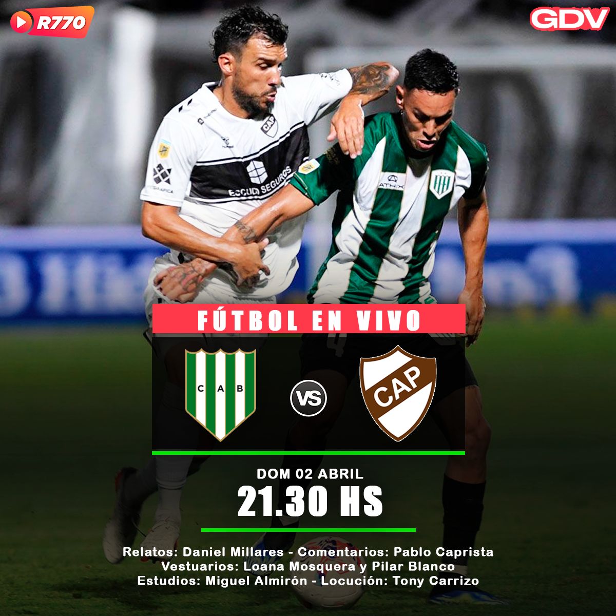 ¡Tremenda jornada de fútbol desde las 15hs en @GDVRADIO!

16.30 #Instituto vs #Talleres

18.45 #Ferro vs #DeportivoMaipu

21.30 #Banfield vs #Platense

®️7⃣7⃣0⃣ ¡Te suena!