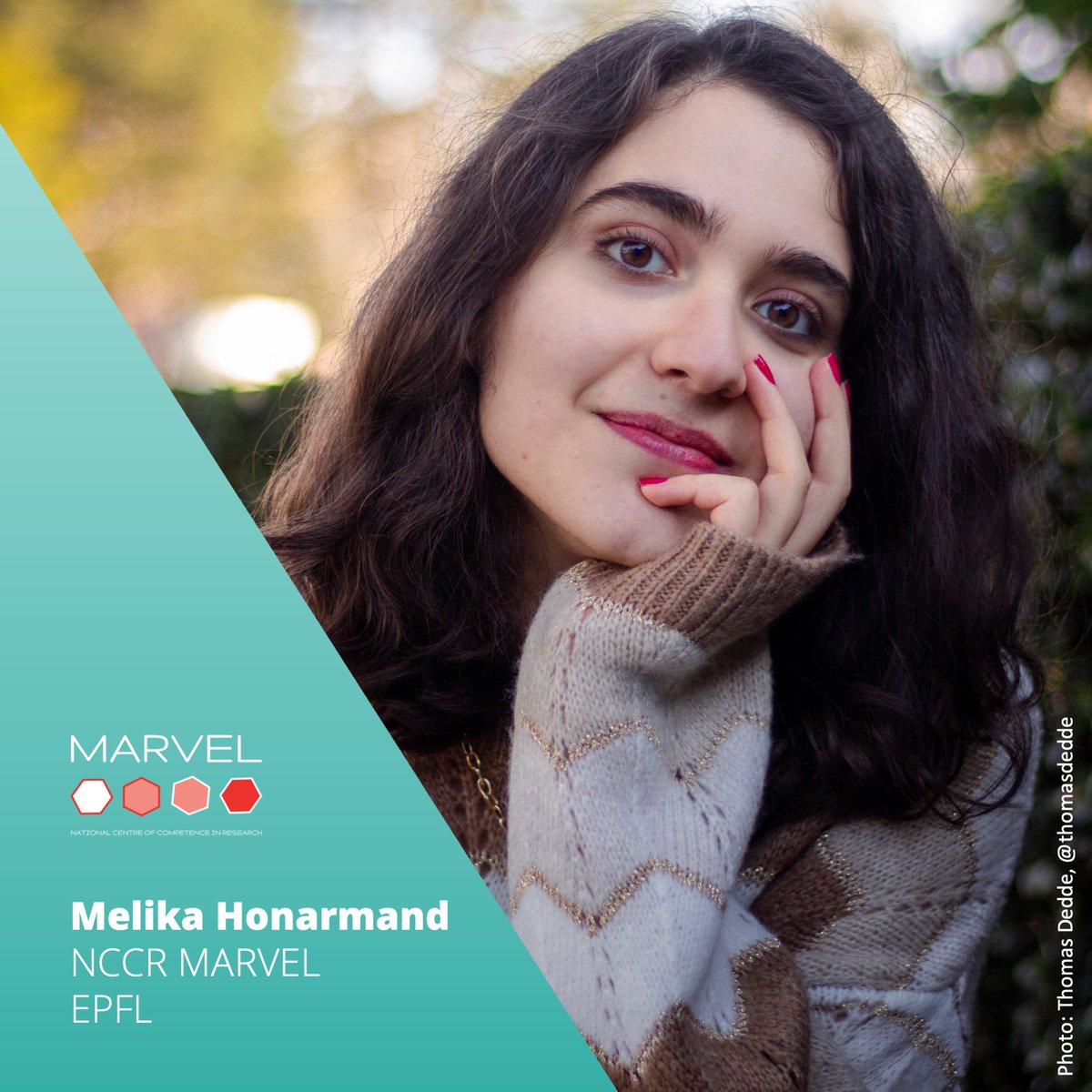 "If you're interested in science, go for it! Don't let anything get in your way! If the voices are too loud just put on some music and do it. You're the one who shapes your future." Meet Melika Honarmand <a href="/nccr_marvel/">NCCR-MARVEL</a> INSPIRE Potentials <a href="/lab_COSMO/">COSMO Lab</a> @epfl_en nccr-marvel.ch/outreach/equal…!