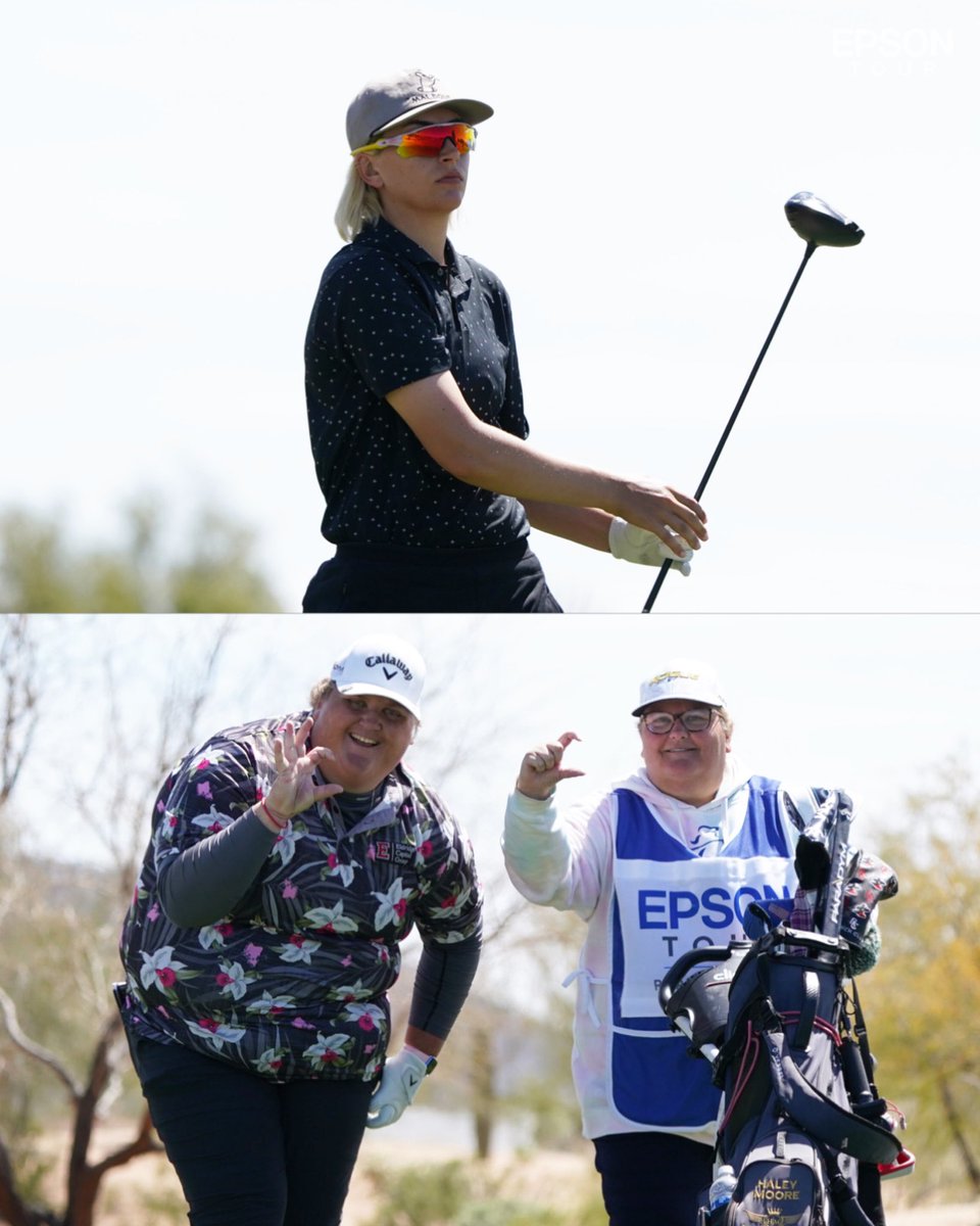 EpsonTour's tweet image. Former @ArizonaWGolf teammates and 2018 National Champions @gigistoll31 and @HaleyMoore_20 combine for 16 birdies in the second round of the #CDSClassic and are currently tied for the lead at 8-under total 👀 

#EpsonTour | #Road2LPGA | #BearDown🐻⬇️