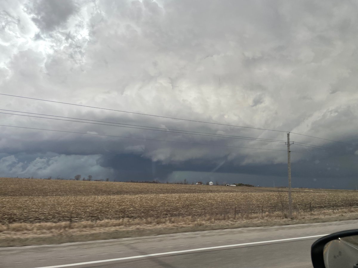 HRRRisonCater's tweet photo. Sweet mother of god that storm. Two of the most impressive tornadoes I’ve seen. Had twins for a good while. Vid later. #iawx https://t.co/DrfP2WvVOq