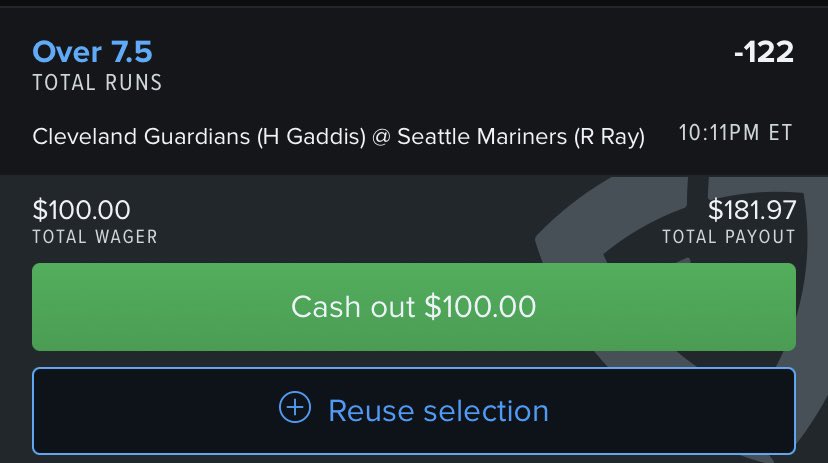 #MLB

Guardians Mariners O7.5 -122 1U (FD) 

Seattle will get to Gaddis early and often. Cleveland comes out fired up- they need to get the bats going to not fall to 0-2. I expect them to get to Ray. I like what the line is telling me. Back the offenses here #gamblingtwitter https://t.co/C0N99mg8VW