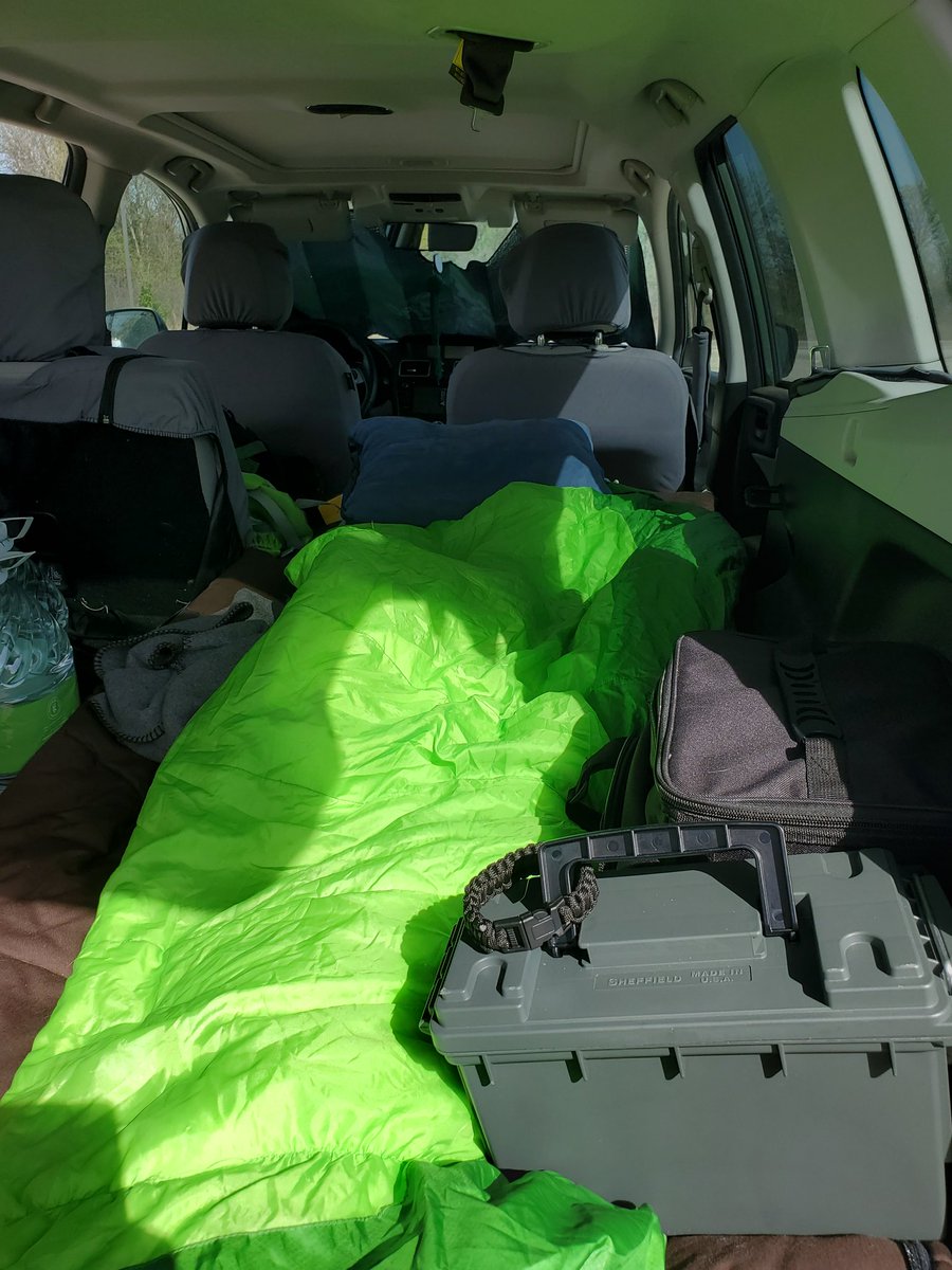Kheradihr's tweet photo. Doing a #carcamp out at Ray Roberts State Park. This sort of camping lets me center myself in solitude without costing my body or triggering my chronic illness. And the Lake is very close so I can go get my feet really cold! It's the best. https://t.co/WeLomOykUy