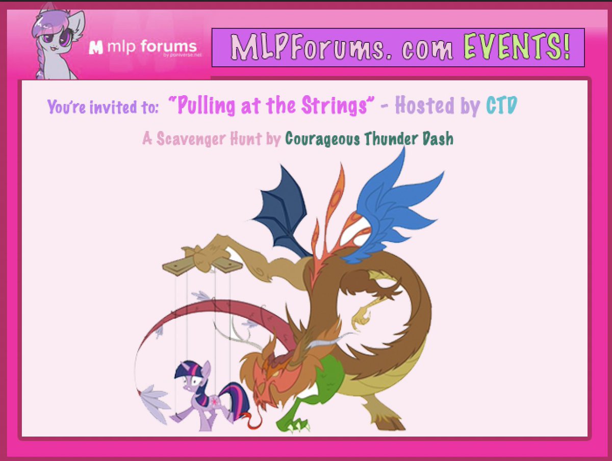 StarsilkMLP's tweet photo. Starting Tomorrow at https://t.co/MnUCeLQVkR Events! 
"Pulling at the Strings" 
Starring Courageous Thunder Dash
Figure out the coding to who is causing the chaos.
Discord isn't around this time. ;) 
See you lovelies there! https://t.co/OiCqZqSwpP
