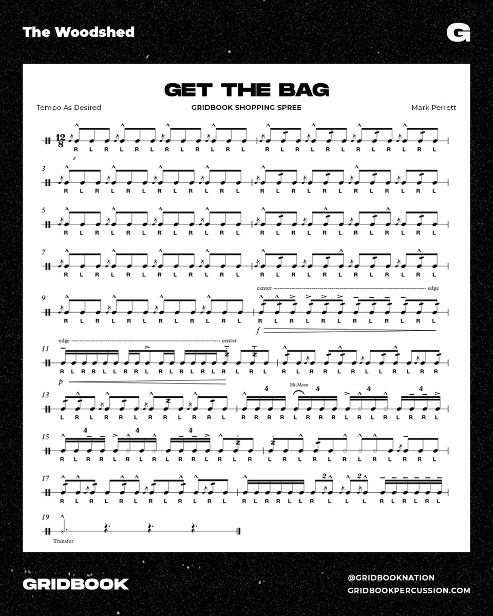 Get The Bag, rudimentally speaking. Enjoy!
⁠
#GridbookChallenge #GridbookNation #Percussion #PercussionEducation #Percussionist #PercussionCommunity #Drumline #Marching #MarchingArts #MarchingPercussion #MarchingBand #Drummers #DrumChallenge
