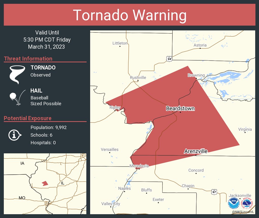 NWS Tornado on Twitter "Tornado Warning continues for Beardstown IL