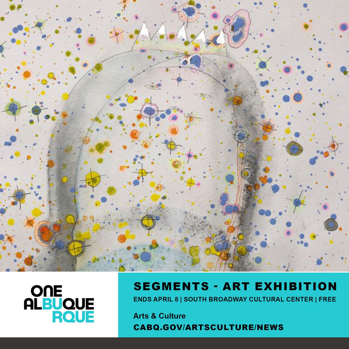 cabq's tweet photo. Time is running out to catch Segments, an art exhibition at the South Broadway Cultural Center! Enjoy this free show with works by Troy Tapia, Ellen Babcock, and Paul Chandler now through April 8. https://t.co/UKfaG9i2V8 #OneAlbuquerque https://t.co/VeaKD31g0C