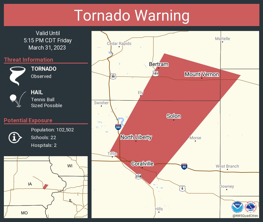 NWS Tornado on Twitter "Tornado Warning continues for Coralville IA