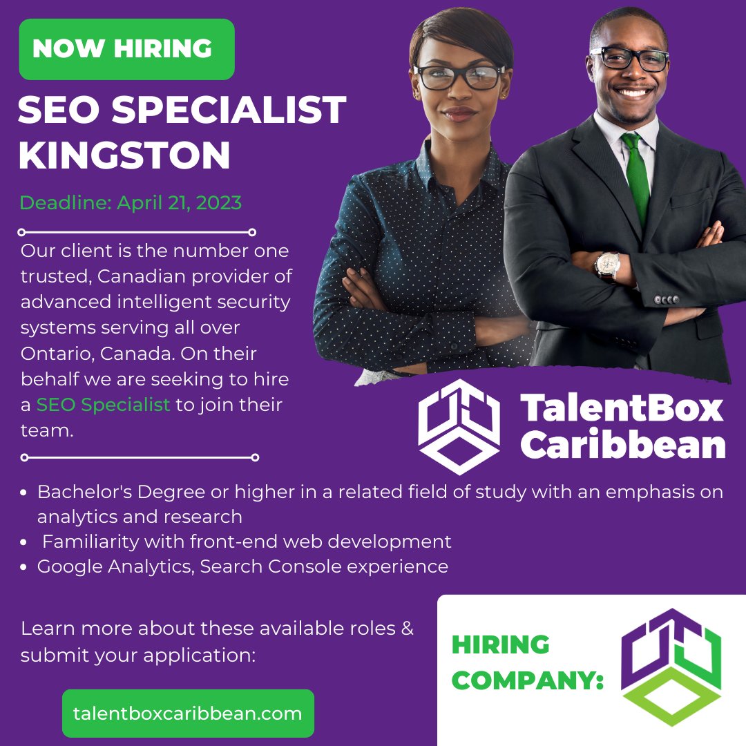 TalentBoxCaribb's tweet photo. We’re hiring - SEO Specialist for our client in Kingston.
Apply here: https://t.co/tA6FT88N60
#seospecialist #hiringnow #talentboxcaribbean #employment #hiringspecialist #seospecialistjobs
Contact us today! (876) 960-0066 or WhatsApp us at: 876- 310-0390 https://t.co/0el6NEBwhb