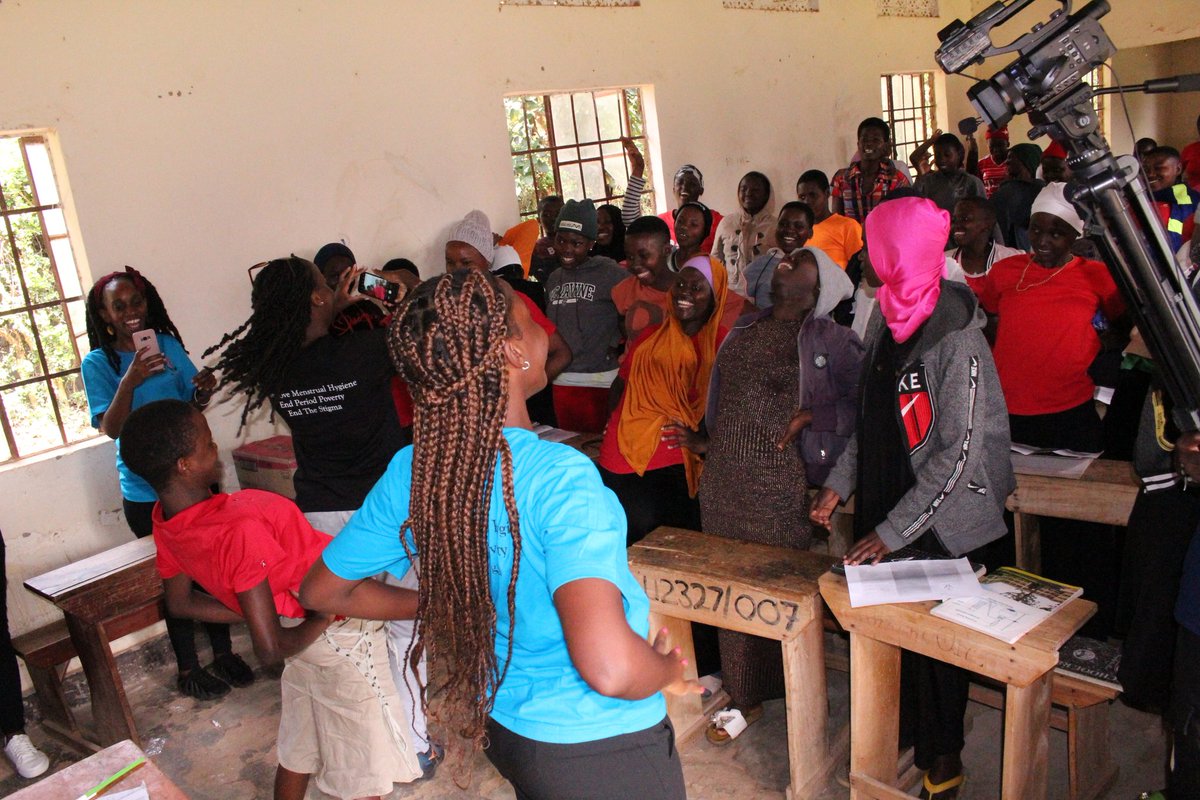 UsforGirls1's tweet photo. -The girls were so happy to have us as we freely talked about menstruation &amp; addressed their most pressing issues. Our beautiful volunteer, knows that cramps can be such a pain &amp; gladly showed us the exercises she usually does to get relief. Everyone was glad to join in! What fun https://t.co/Q66cADdJ2g