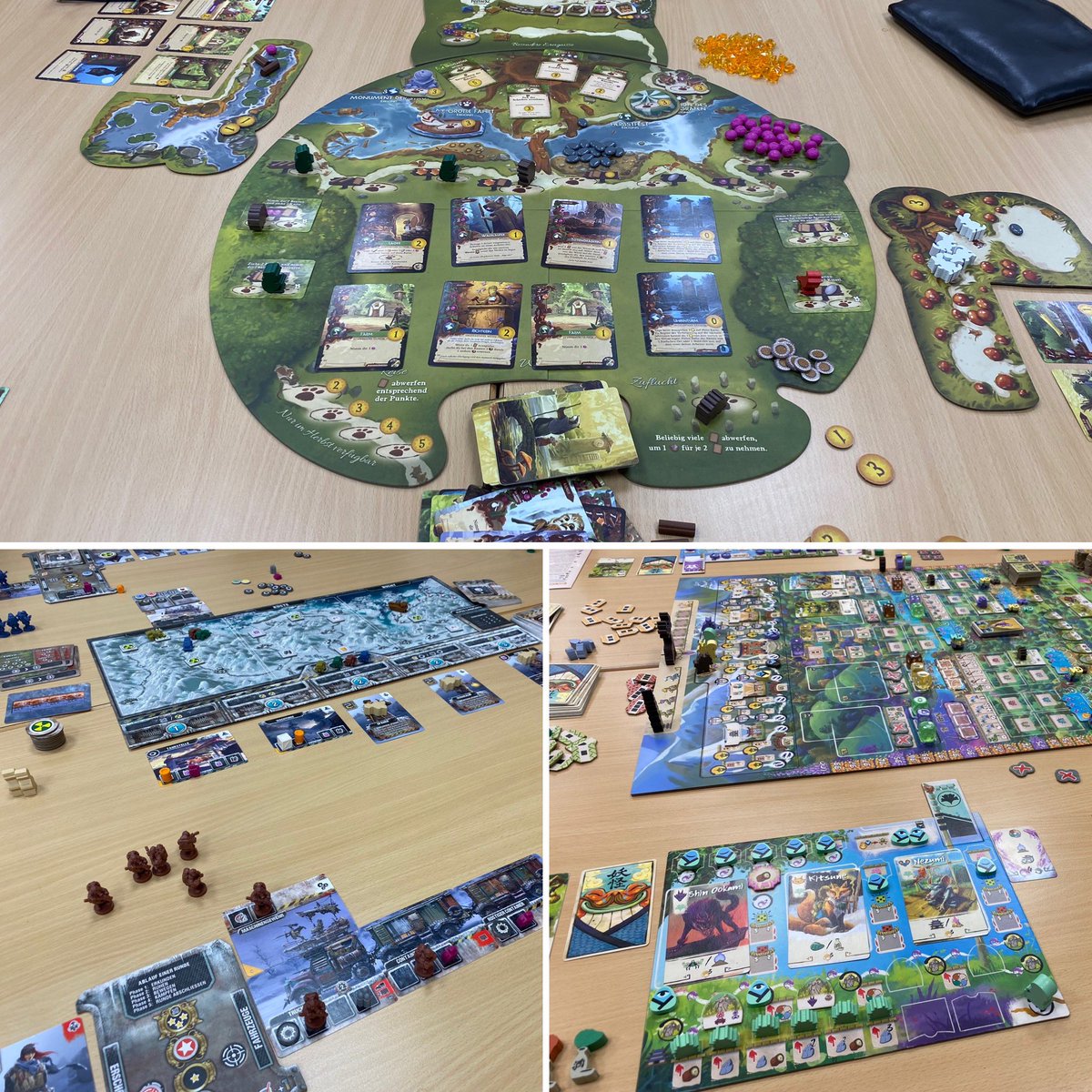SpielTeckLand's tweet photo. Unser öffentlicher Spieleabend war heute wieder gut besucht. Auf den Tischen lagen u.a. #Everdell, #LastAurora, #Bitoku und #Anno1800. https://t.co/JhCHHwHLZP
