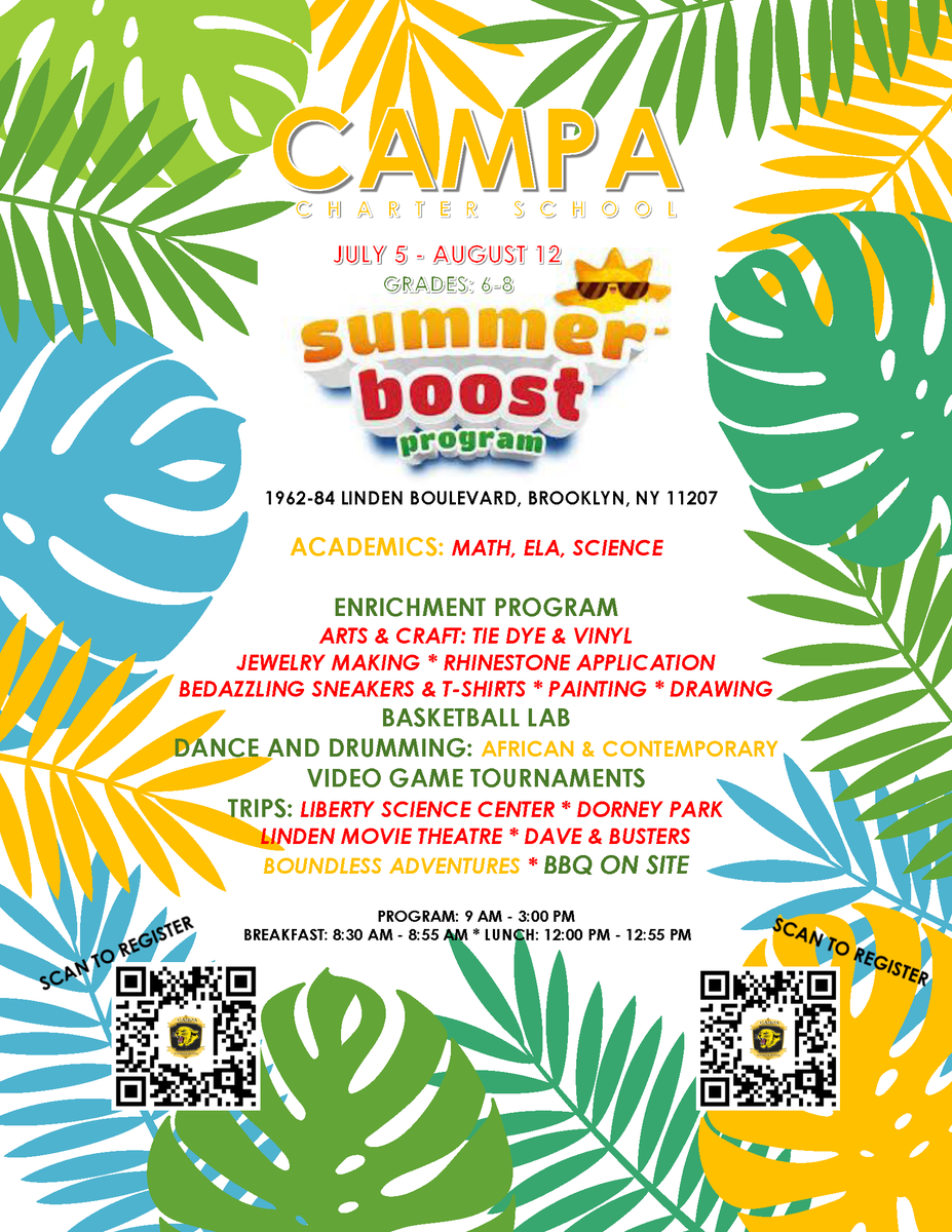 Campa_Charter's tweet image. 🌞☀️Less than 100 days till summer! Apply now for our Summer Boost Program for rising 6th through 8th-grade scholars and experience dance, basketball, video games, trips, arts &amp;amp; crafts, and more! Link in bio 👆😺 - - - - #campacharter #socialemotionallearning #personalawareness