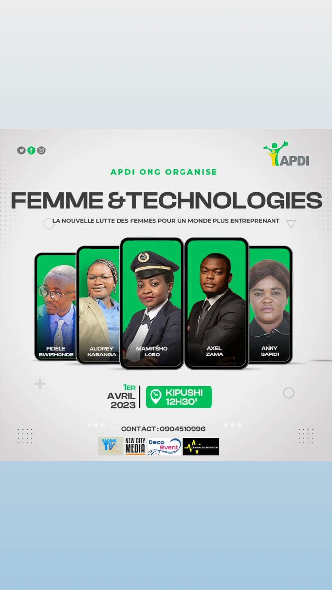 xavi_boaz's tweet image. APDI
FEMME ET TECHNOLOGIES : LA NOUVELLE LUTTE DES FEMMES POUR UN MONDE PLUS ENTREPRENANT 
Nous croyons en la femme, nous croyons en ses capacités, nous croyons en ses compétences numériques. 
Tout est prêt pour vous accueillir ce 1er avril 2023 à Kipushi à partir de 12h30.
#APDI