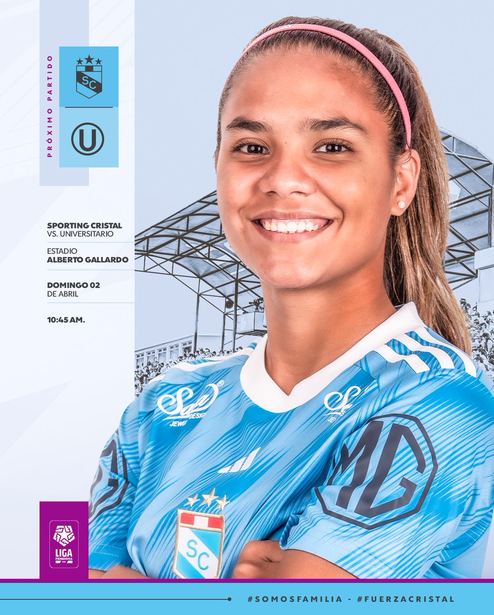 SCfemenino's tweet photo. ¡Cada vez falta menos! 🙌

Tenemos cambio de horario 👀  nuestro partido de debut seguirá siendo el domingo pero a las 10:45 a.m. 💪

¡Los esperamos en el Gallardo!

Compren sus entradas en: https://t.co/wuBwtwIGmc

#FuerzaCristal 
#SomosFamilia https://t.co/tPvch4GHhg