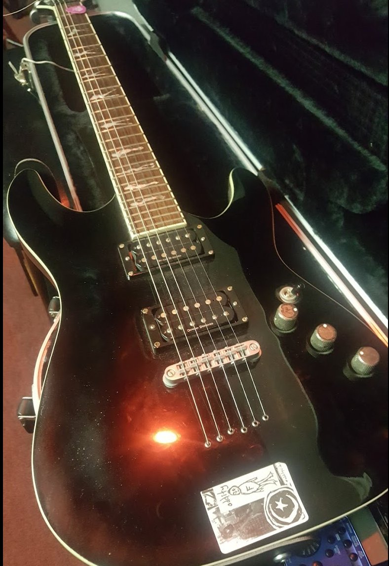 NothingOfMerit's tweet photo. My trusty #Schecterguitars with chick inlays - I donated this to some skaters that had a band a few years ago - #guitars #metal #shred https://t.co/EgSFEGeu2s