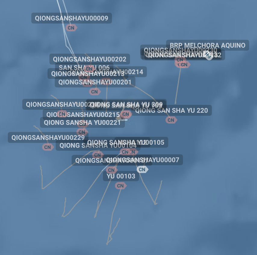 GordianKnotRay's tweet image. #China still scattering its maritime militia ships near #Philippines-held Pag-Asa island out of camera range whenever @coastguardph (currently BRP Melchora Aquino) shows up. 4 of the big Qiong Sansha Yu ships are within 3-3.5nm, while another 19 are dispersed 10-25nm further out.