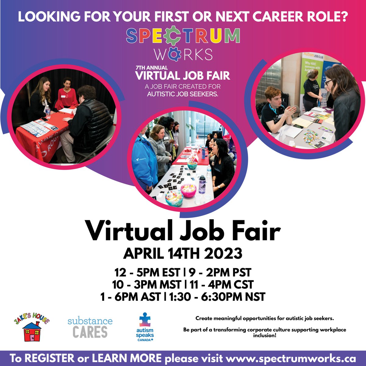 AutismCanTech's tweet image. Attention job seekers! @spectrumworks1 Career Fair is only 2 weeks away! If you are looking for job or wanting to switch careers, register to connect with employers. Join virtually or in person if you are nearby! spectrumworks.ca #careerfair #autism #autismatwork
