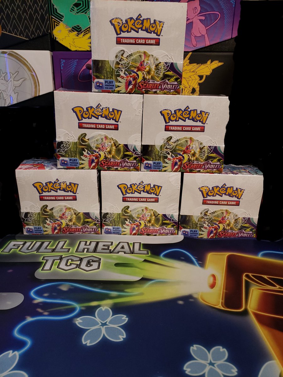 Who has 2 thumbs and is ready to rip some Scarlett &amp; Violet?!?!?!?  We are close to 1000 packs to be opened tonight and we are gonna stream it all for yall!  Tonight only on Twitch!  Go give us a follow and turn on notifications!

 twitch.tv/fullhealtcg?sr…
