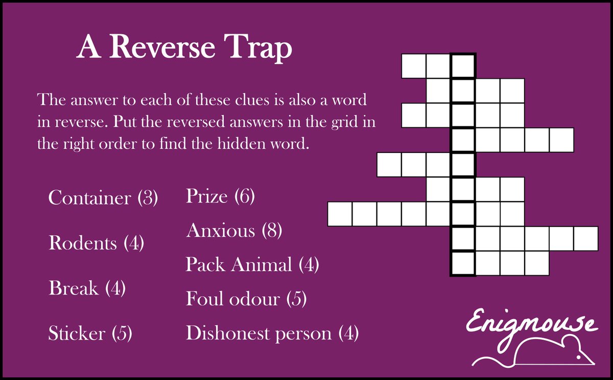 TheEnigmouse's tweet photo. #Enigmarch puzzle for Day 31: Reverse https://t.co/3u5hWdKOgN