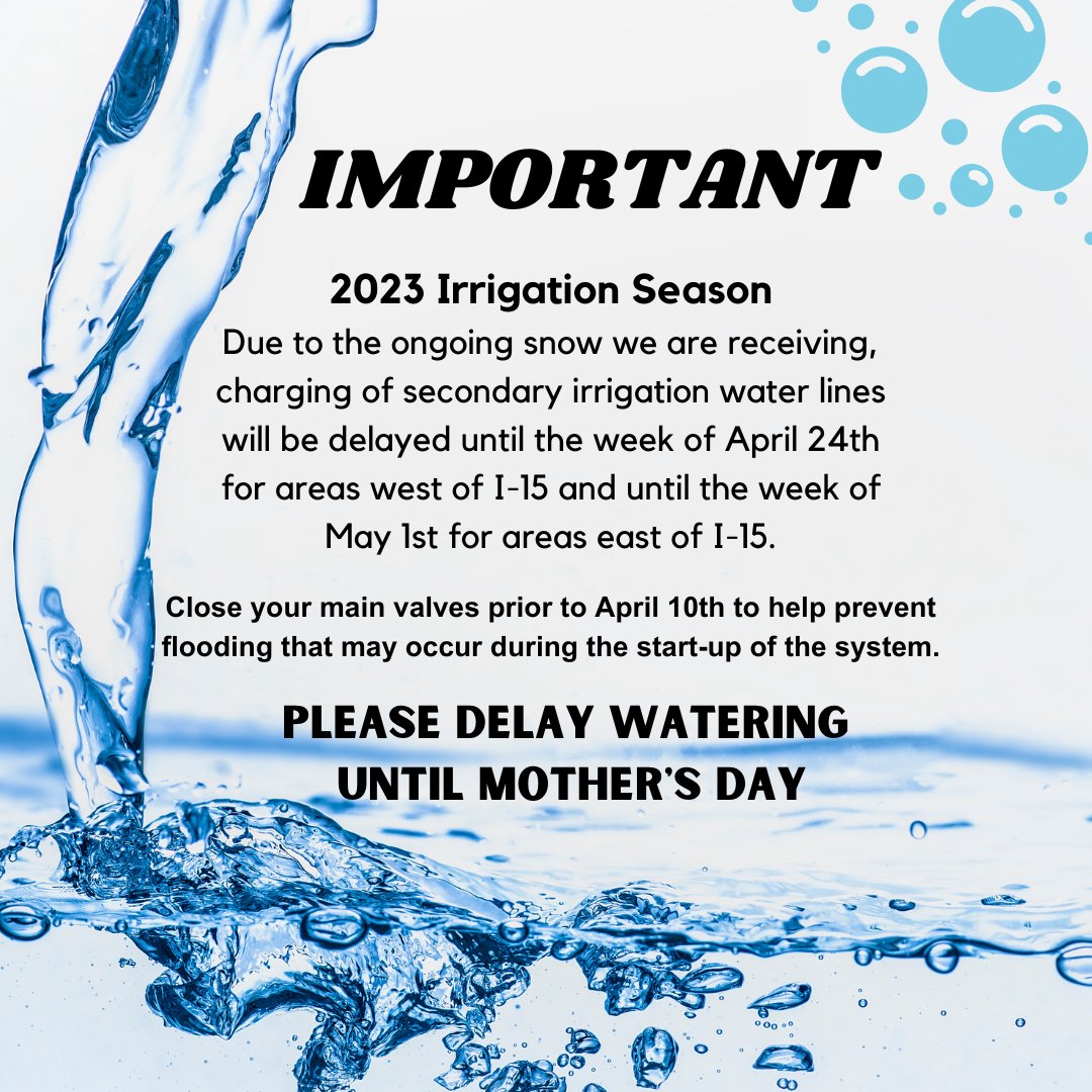 An update from Weber Basin regarding secondary water.