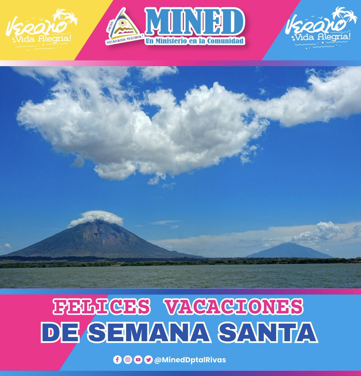 El Ministerio de Educación departamental les desea a todos los estudiantes, docentes, administrativos, y padres de familia unas felices vacaciones de Semana Santa. Que este tiempo sea una oportunidad para descansar, reflexionar y compartir en familia.
#VeranoVidaAlegria