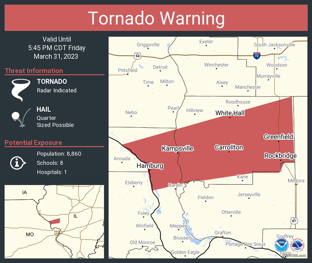 NWS Tornado on Twitter "Tornado Warning continues for White Hall IL