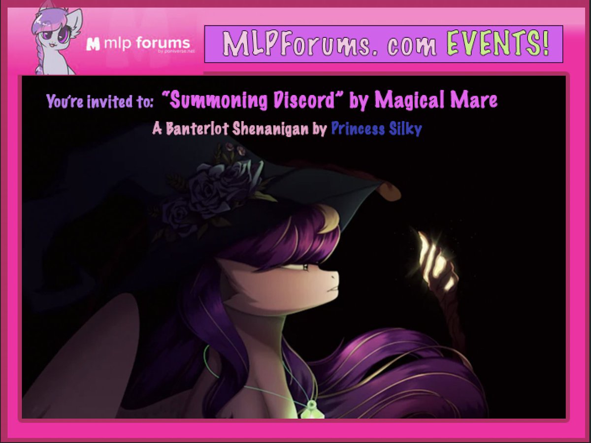 StarsilkMLP's tweet photo. You're invited to another https://t.co/MnUCeLQVkR Event called"Summoning Discord" by Magical Mare
aka Princess Silky https://t.co/E7JxtyAfoS