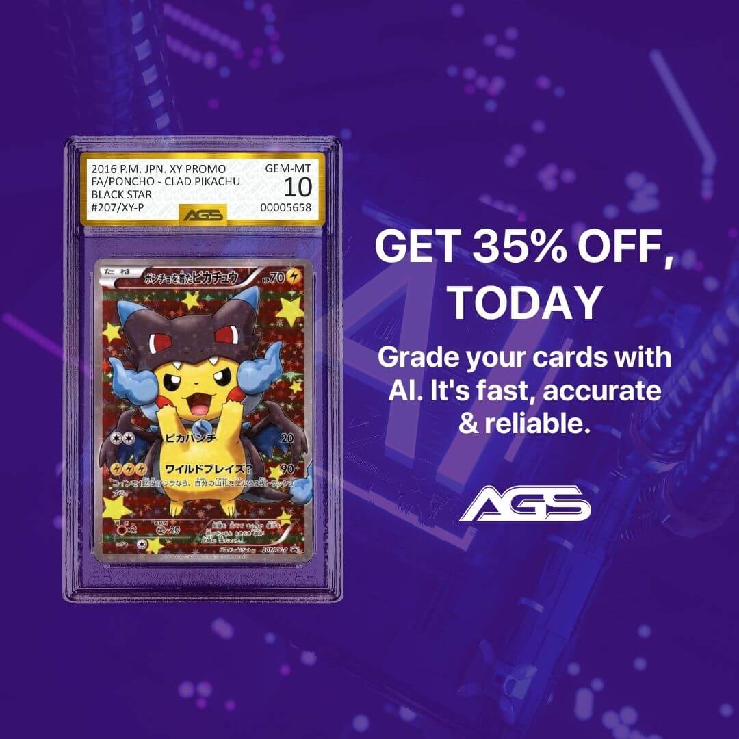 Phylinx's tweet photo. Get your trading cards graded today and get 35% off!
https://t.co/wqcDjuSimH
#tcg #PokemonTCG #pokemon #pokemoncards #PokemonScarletViolet #PokemonScarlet #PokemonViolet #MTG #MagicTheGathering #NFL #NBA #MLB #NHL #grading #AI #ags #Collectibles #ccg #robograding @agsgrading https://t.co/N6pqdTXZYC