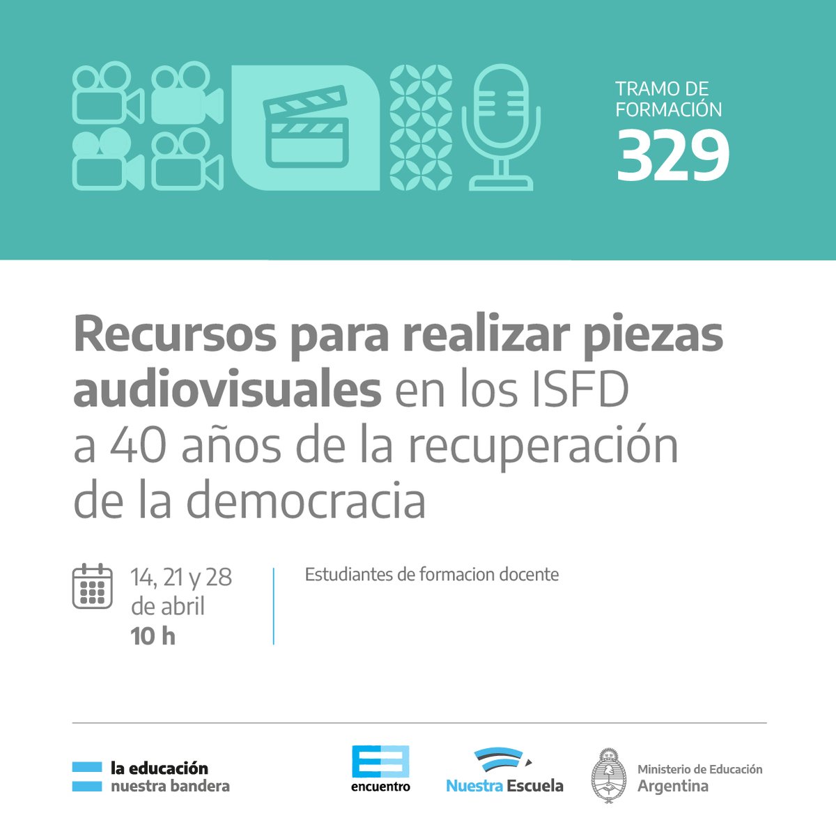 EducacionAR's tweet photo. ¡Últimos Tramos de Formación del período abril!

💻 Conocé las propuestas e inscribite en este enlace: https://t.co/DGUaBZ5QGf

Tenés tiempo de inscribirte hasta el inicio de la última jornada de cada tramo.
📩 infdtic@infd.edu.ar https://t.co/lJLEMKCZ8j