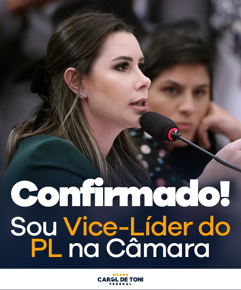 CarolDeToni's tweet photo. Fui nomeada vice-líder do PL. Agradeço pela confiança, continuarei empenhada para honrar mais essa missão.

Os catarinenses podem continuar contando com nosso trabalho em defesa das boas pautas e no combate à esquerda.🇧🇷👊🏻 https://t.co/PPhilHv7RK