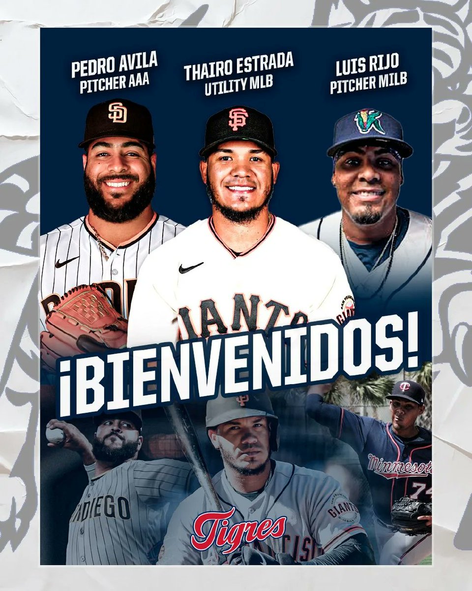 ¡Anunciamos cambio! 

Llegan al equipo, Thairo Estrada, IF MLB, Pedro Ávila AAA pitcher, Luis Rijo MiLB pitcher desde Bravos de Margarita por Edward Olivares OF, Wilson Ramos C y Osmer Morales P. 

¡Bienvenidos al equipo muchachos!

#SomosTigreros