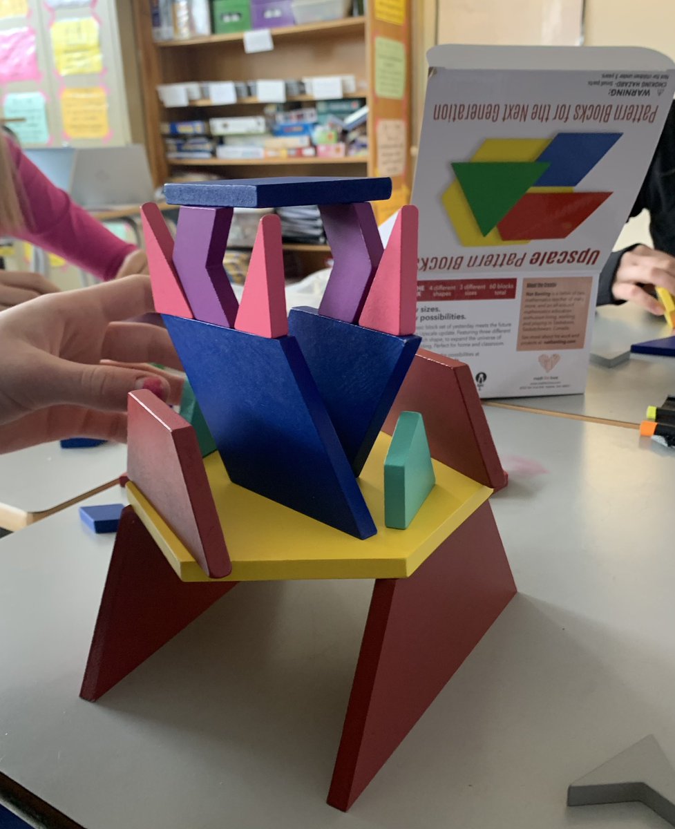 macphee_maggie's tweet photo. We did stations in Math 7 and 8 today! The kids love when 21st Century and Upscale pattern blocks are a free play station @MathforLove @NatBanting #ccrcemath https://t.co/ESn9GPSNRR