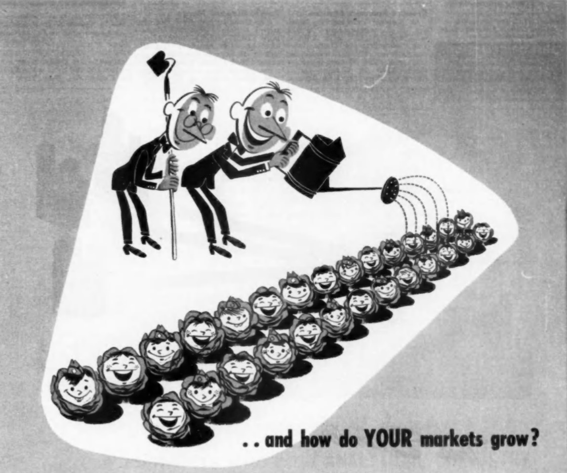 doctorow's tweet photo. “…and how do YOUR markets grow?” (1951) https://t.co/z1kpvkHcRk https://t.co/dzJ4Z4DXBZ