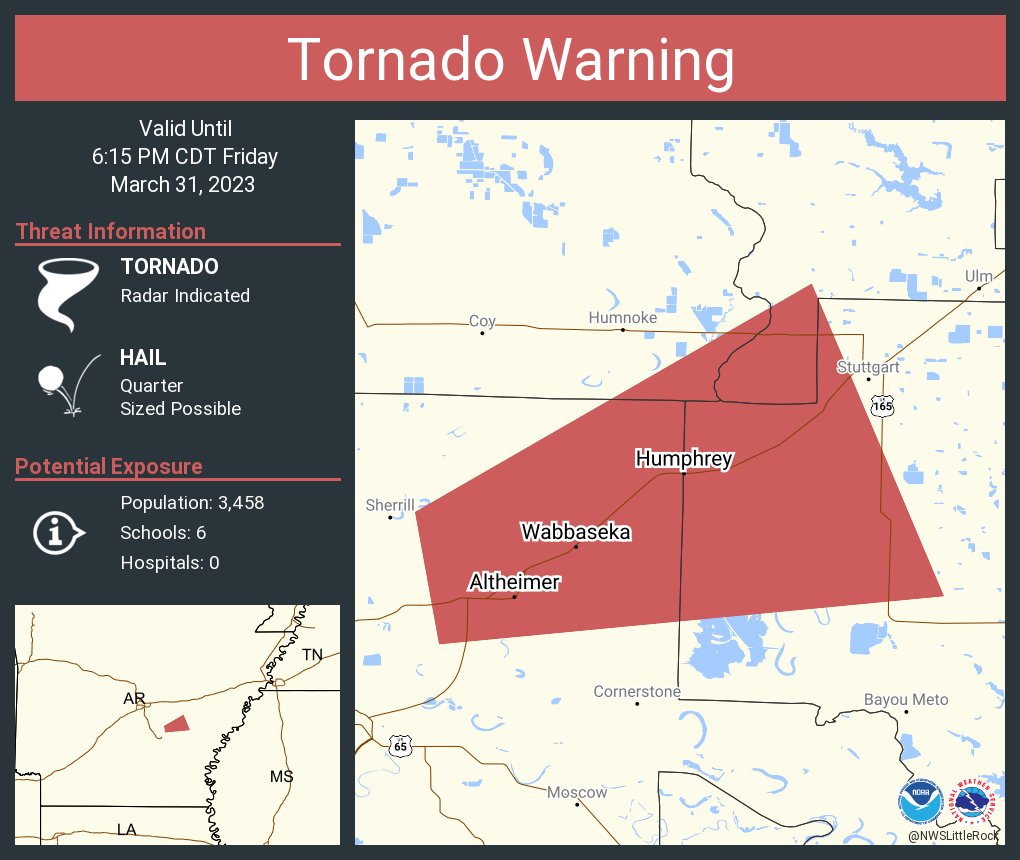 NWS Little Rock on Twitter "Tornado Warning including Altheimer AR
