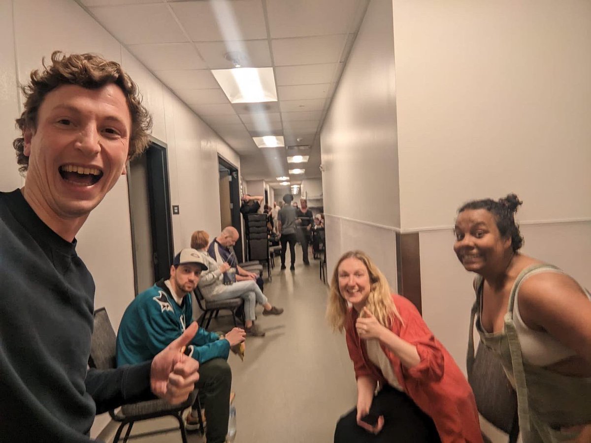 This morning we performed to 1500 kids packed into this beauty of a theatre. 👉 This afternoon we sheltered in the kitchen basement of our hotel because there were 9 tornados in the local area. 🌪️ #touring #tornados #gruffalolive #cedarfalls #iowa