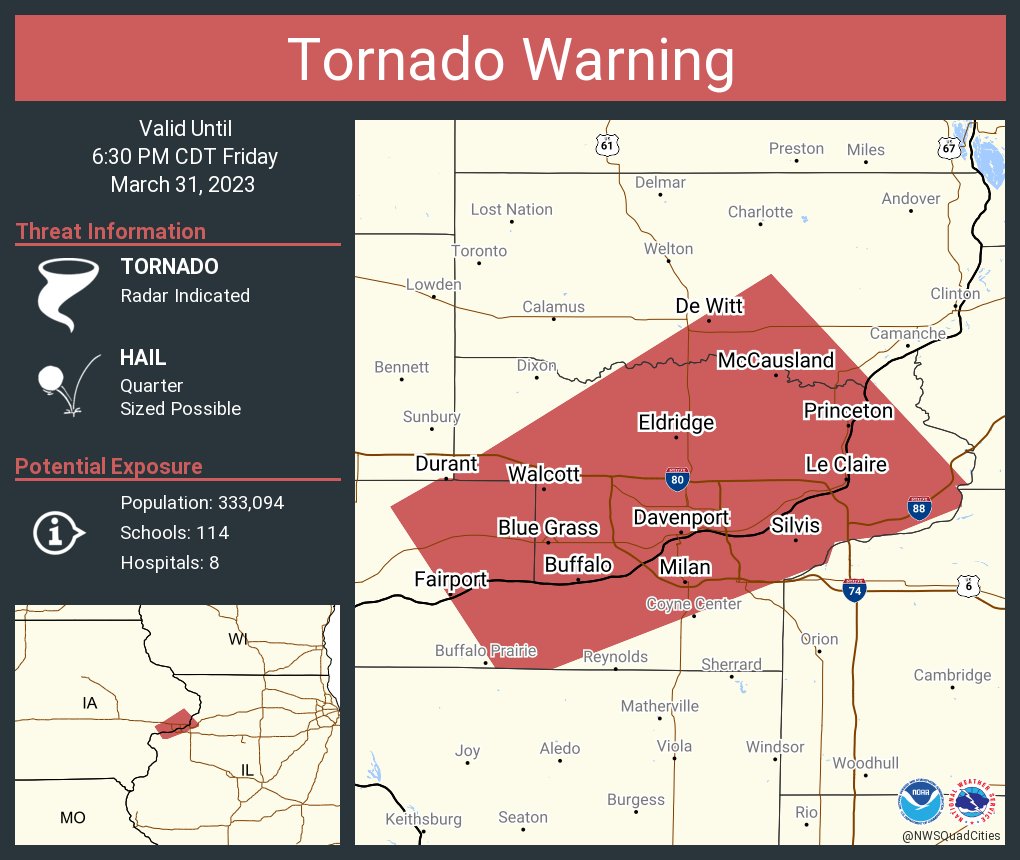 NWS Tornado on Twitter "Tornado Warning continues for Davenport IA
