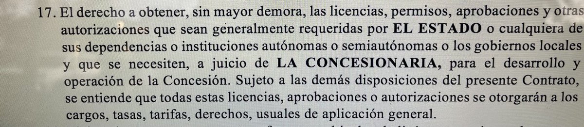 raisabanfield's tweet photo. El numeral 17 de la cláusula 3a del #contratomineroinconstitucional es el que sustentaría que -ante la solicitud de restricción de vuelo sobre la zona de concesión-Aeronáutica deba proceder “sin mayor demora”👇🏽 https://t.co/VrJxvyOAAu