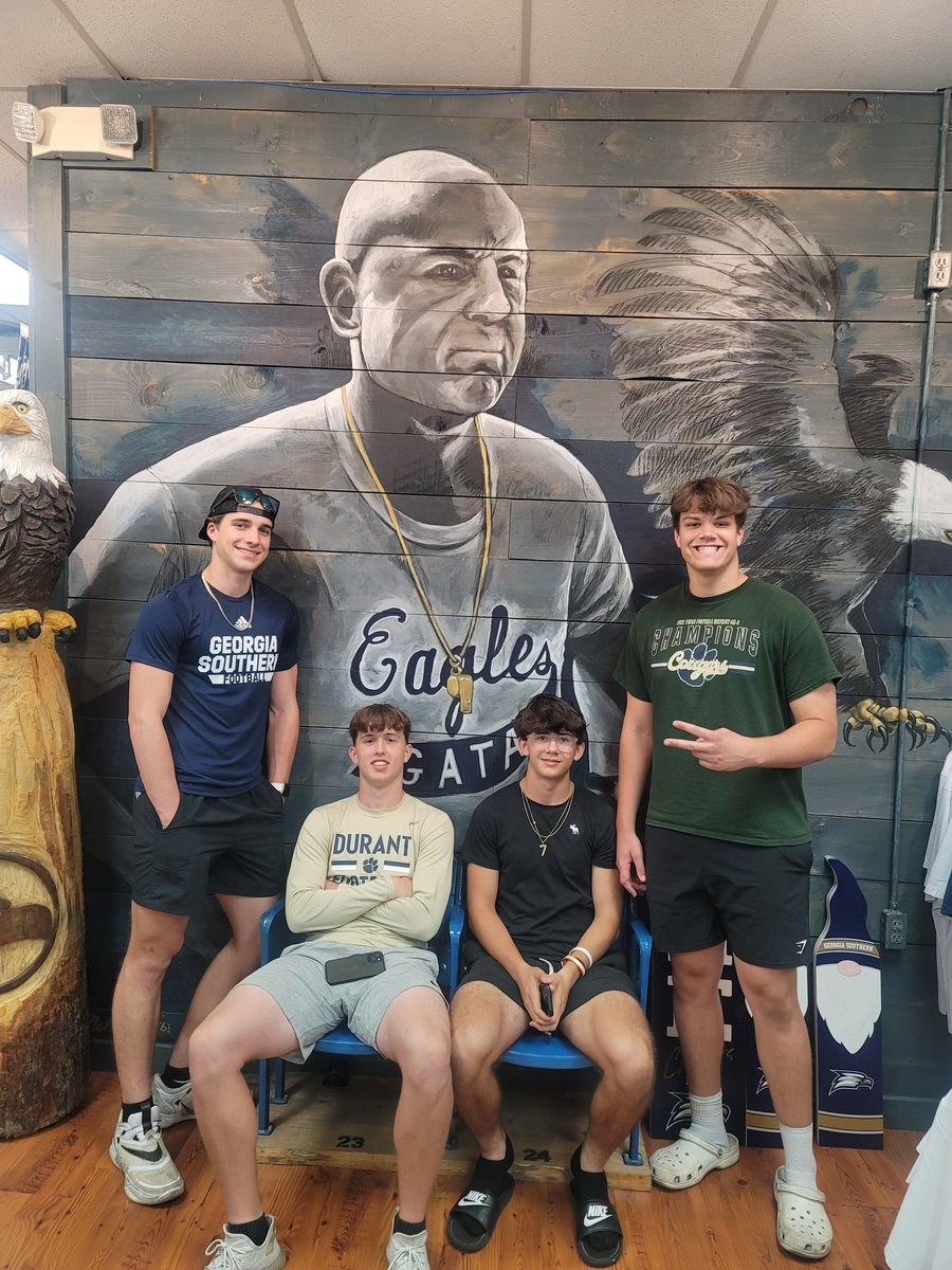 Buggsnow's tweet photo. @DOORANTFOOTBALL @JourneyanFuture Durant High School Football Team visiting the Eagles of Georgia Southern University @GSAthletics_FB @GSAthletics @GeorgiaSouthern https://t.co/ePqviO08Ld