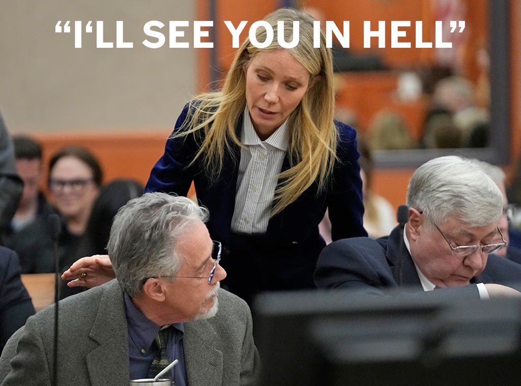 lindstothek's tweet photo. Lip readers have chimed in and they know exactly what Gwyneth Paltrow said to Terry Sanderson at the end of trial … #GwenythPaltrowTrial #GwynethPaltrowSkiCollision #GwynethPaltrow https://t.co/xLtCl9SrYL