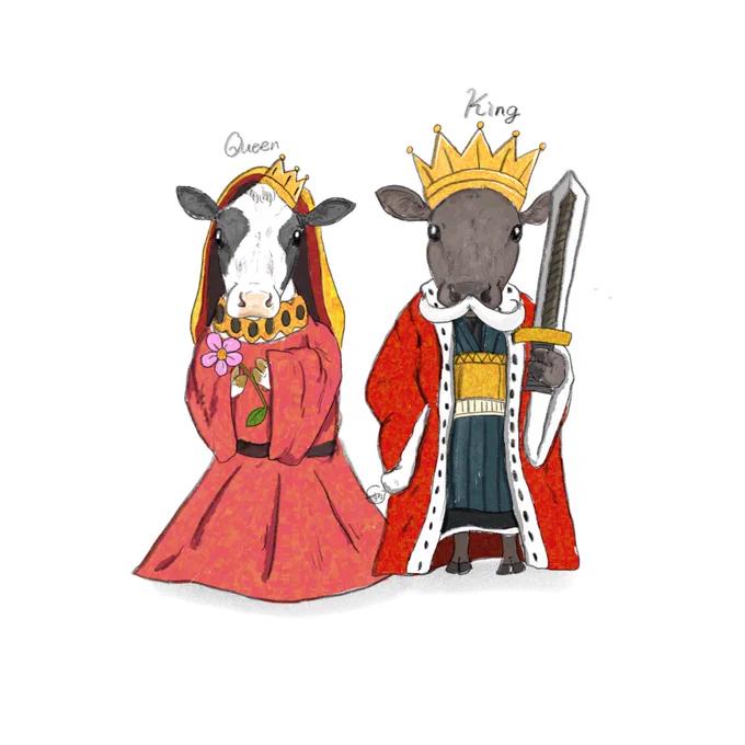 キングとクイーンごっこ(トランプの絵を描こうと思ったけどやめた…) 