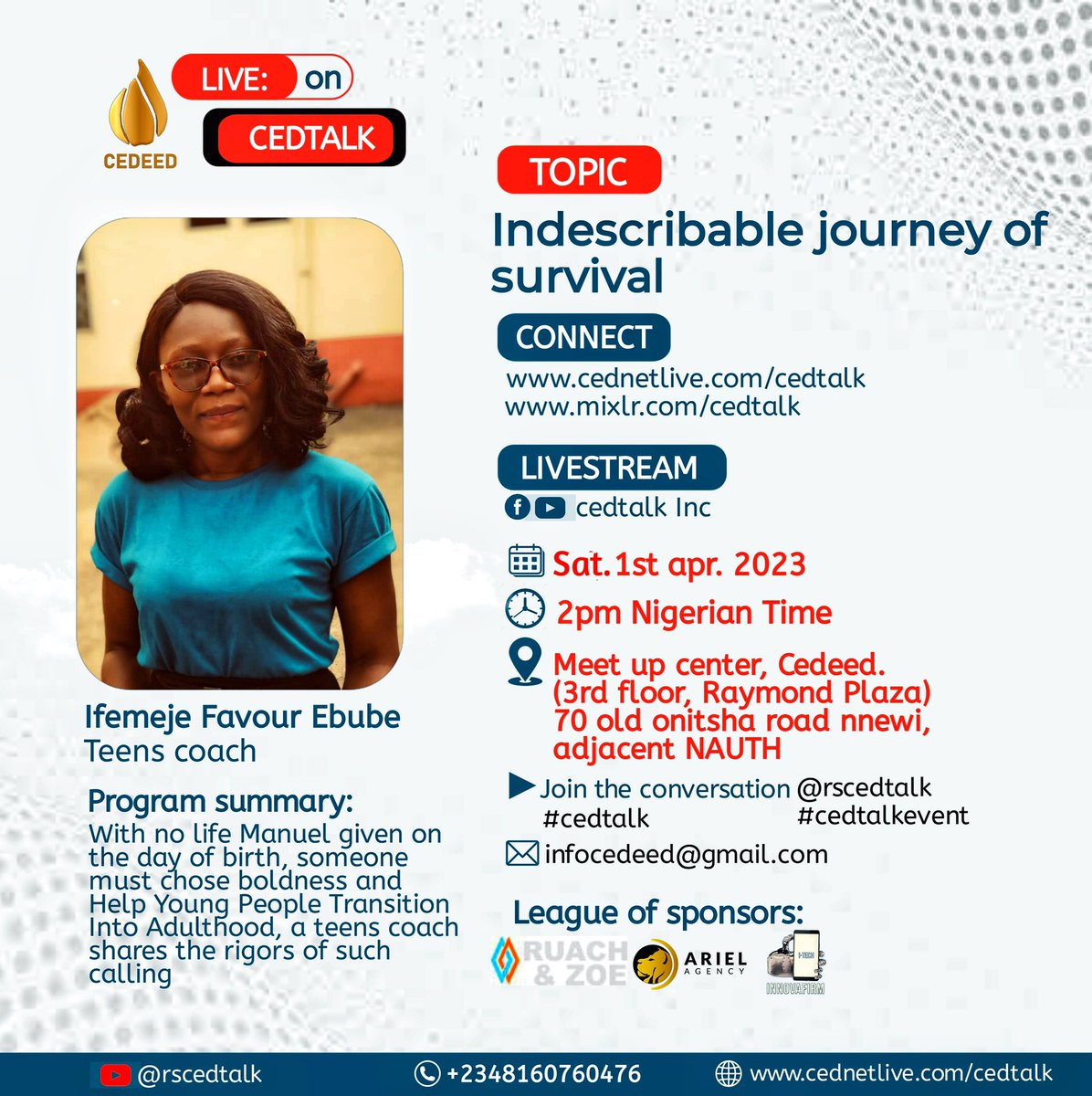 cedtvofficial's tweet photo. With everything about purpose and social transformation in place, join us today by 2pm to hear favors contributions in making the world a better place. @NnewiCity @Ubanized_Media @cednetlive @NnewiConnect @lota_nna https://t.co/MZYnqYJPtK
