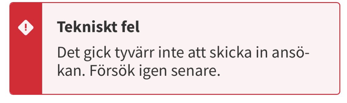 janbanananan's tweet photo. @kaxpella Jag kom till signeringen av ansökan men där tog det stopp 👎 https://t.co/P56YPTUKw5