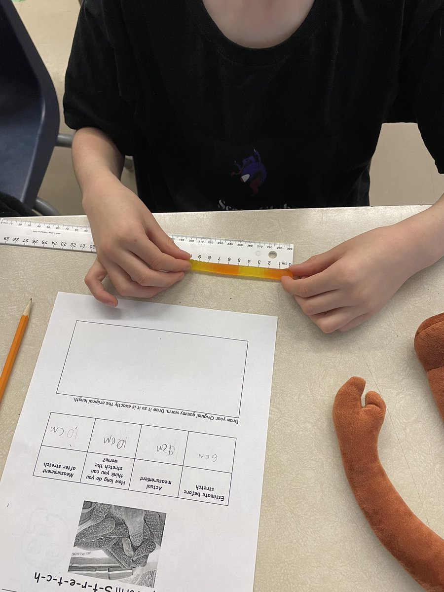 Measuring with gummy worms helps us to estimate, predict and measure. #mathisfun