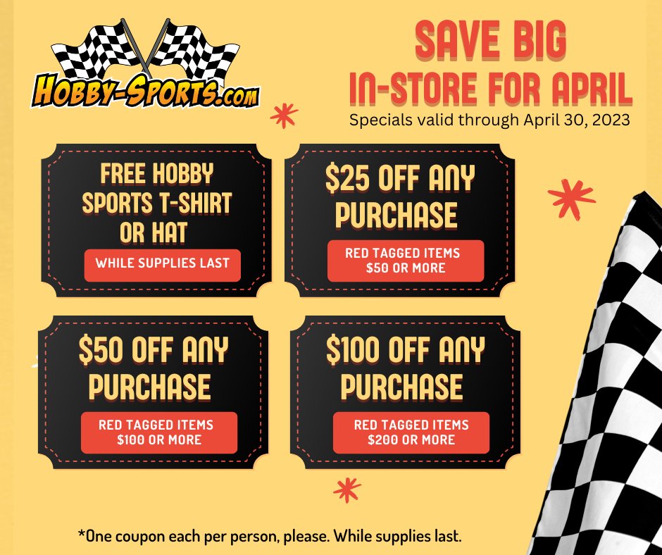 HobbySportscom's tweet image. Check out our April sales starting Saturday! Save up to $100 in-store for the month of April. conta.cc/3KoEzpO

#hobbysports #hobbystore #hobbystorekalamazoo #traxxas #aarma #lego #drones #RCmodels