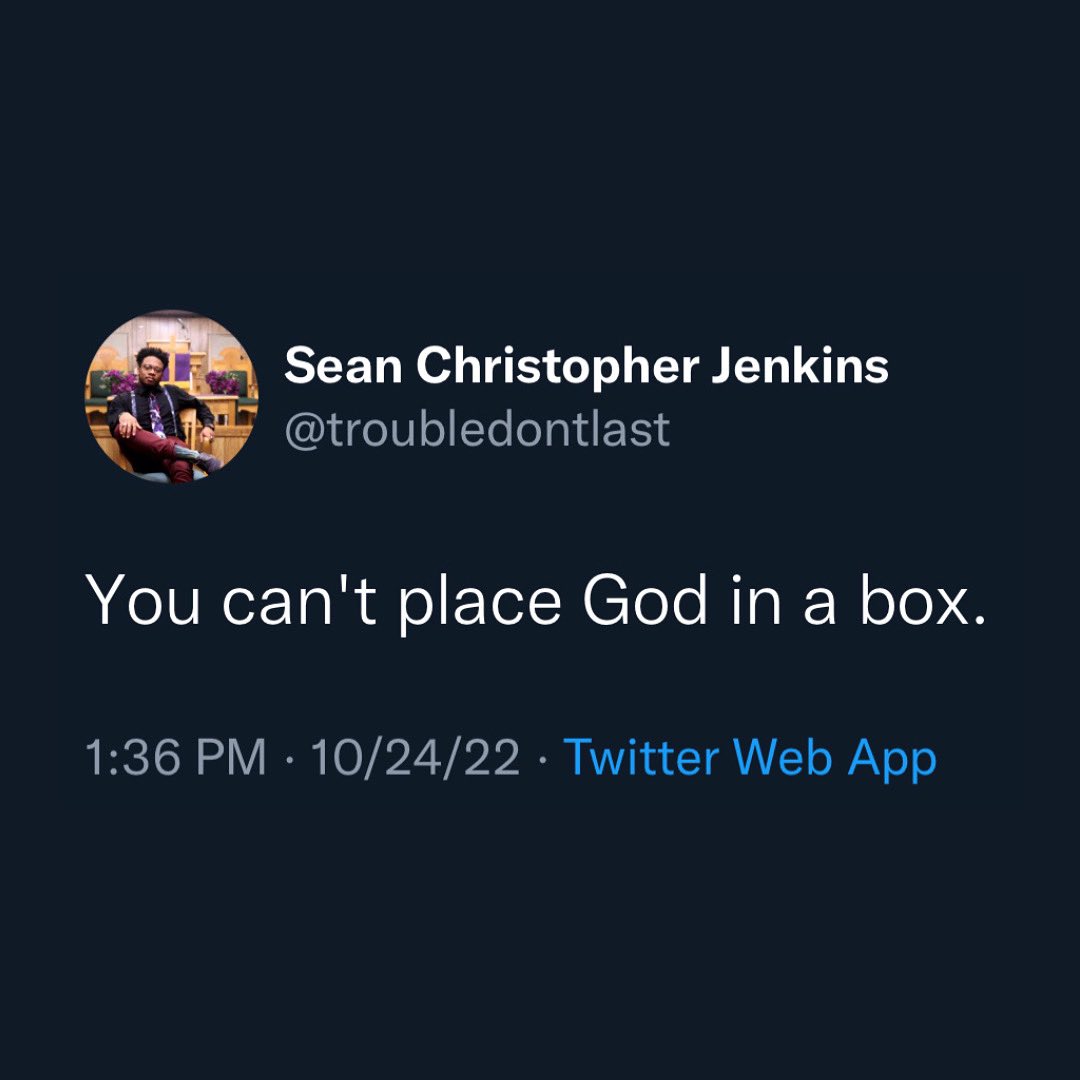troubledontlast's tweet photo. Don't put God in a box, let God be God. #believeingod
You have to take God out of your box! #godcandoanything
Our God is too great to be put in a box. #withgodallispossible
Sometimes we miss out on what God wants to do, because we are guilty of…..
https://t.co/tpB9ekQZ0x https://t.co/139Gk1gXKG