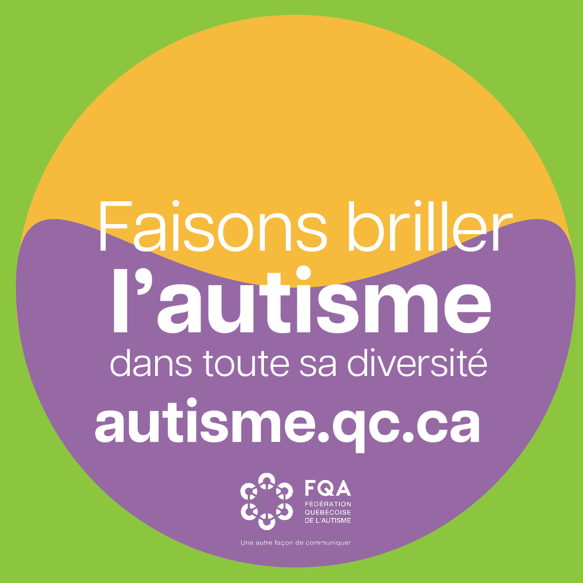 En cette Journée mondiale de sensibilisation à l’autisme, prenons le temps de comprendre et d’accepter les différences. Faisons de notre société un endroit plus inclusif où chacun à sa place! #faisonsbrillerlautisme #autisme #moisautisme #FQA