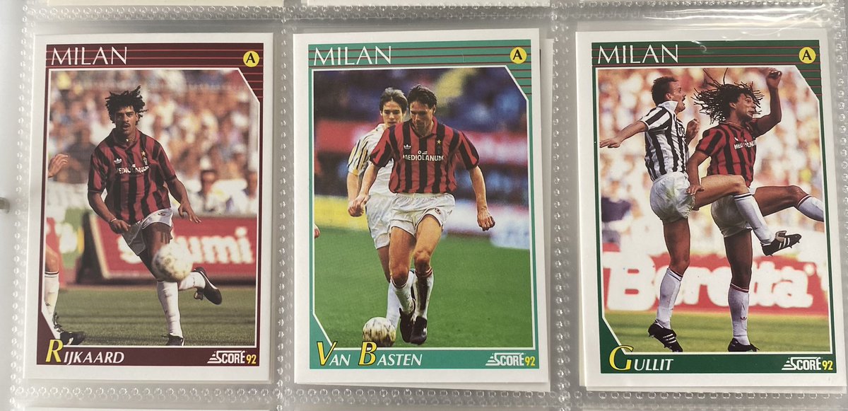 I mean in my Score 92 collection, this is some row 🇮🇹🇳🇱🇳🇱🇳🇱🇮🇹 #SerieA #ACMilan #90s #90football #football #calcio #milan #keepit90s