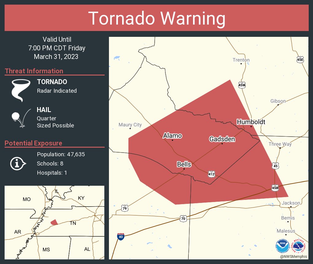NWS Tornado on Twitter "Tornado Warning continues for Humboldt TN